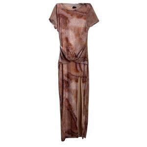 Womens Blanc Clothing Mauve Mesh Twist Midi Dress Size Small